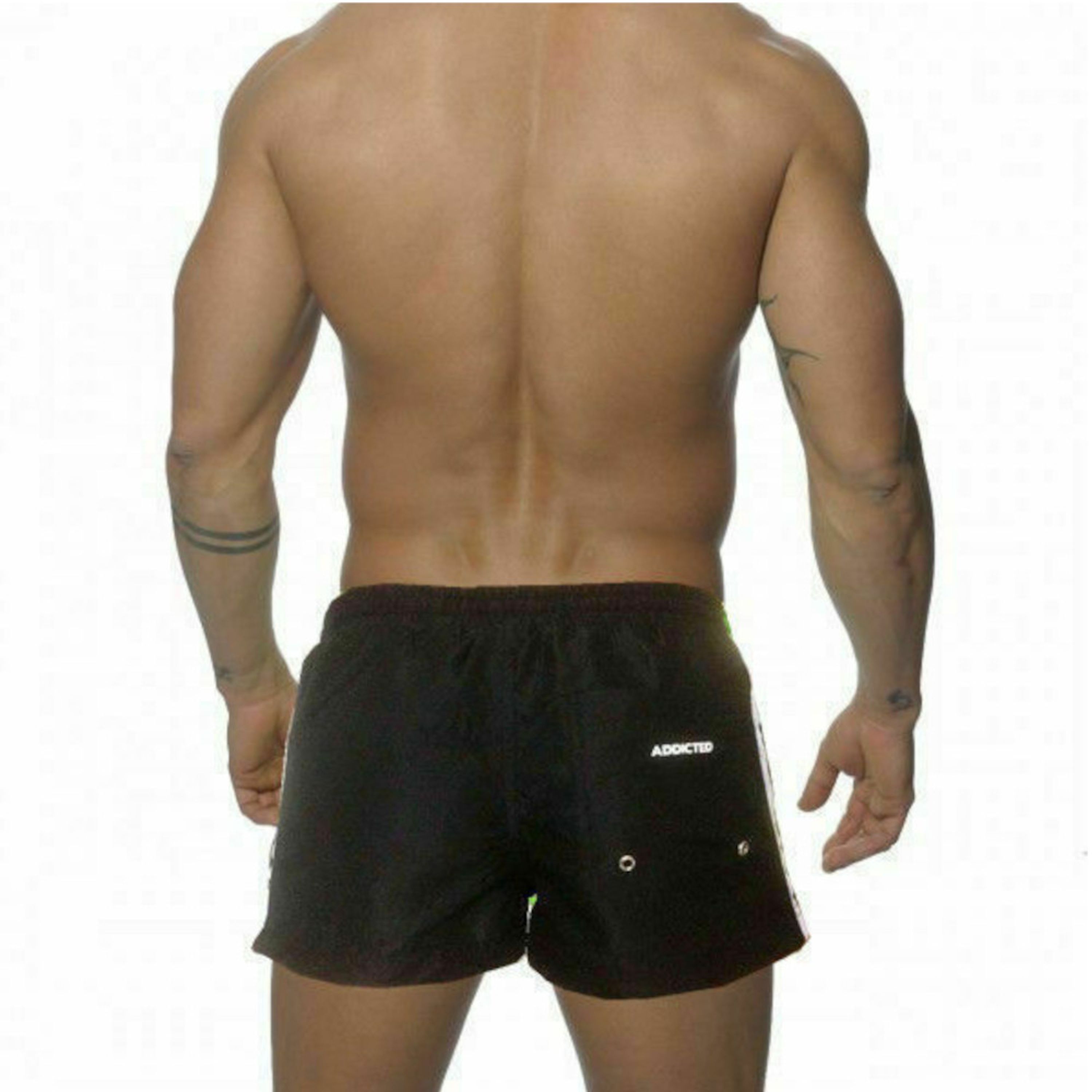 Мужские пляжные шорты черные с белыми вставками по бокам Addicted Racing Stripe Swim Shorts Black фото 2