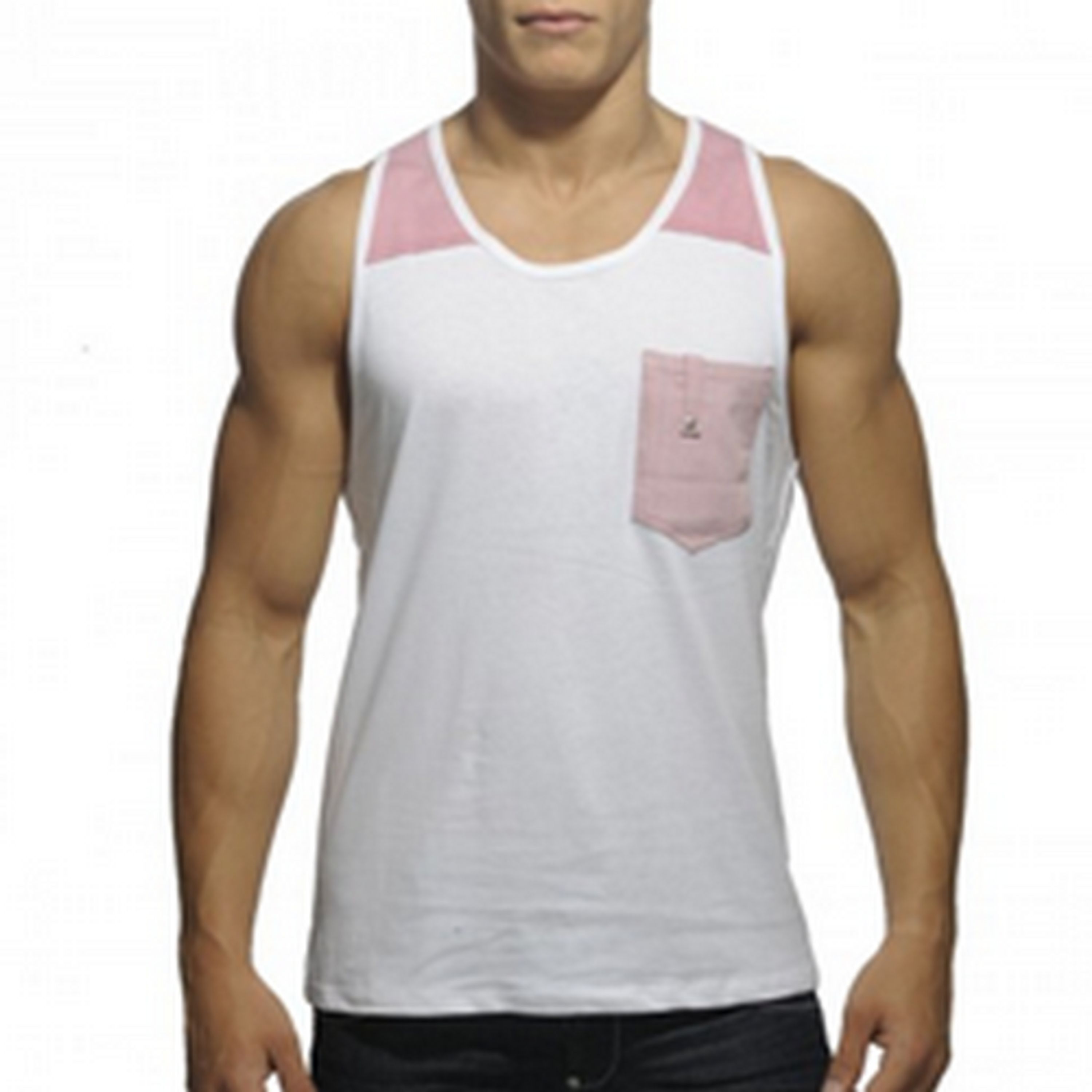 Мужская майка белая с розовым ES фото 1