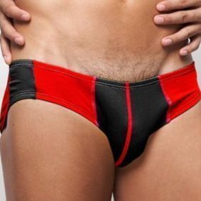 Фото Мужские трусы слипы красно-черные GMW Red and Black Brief