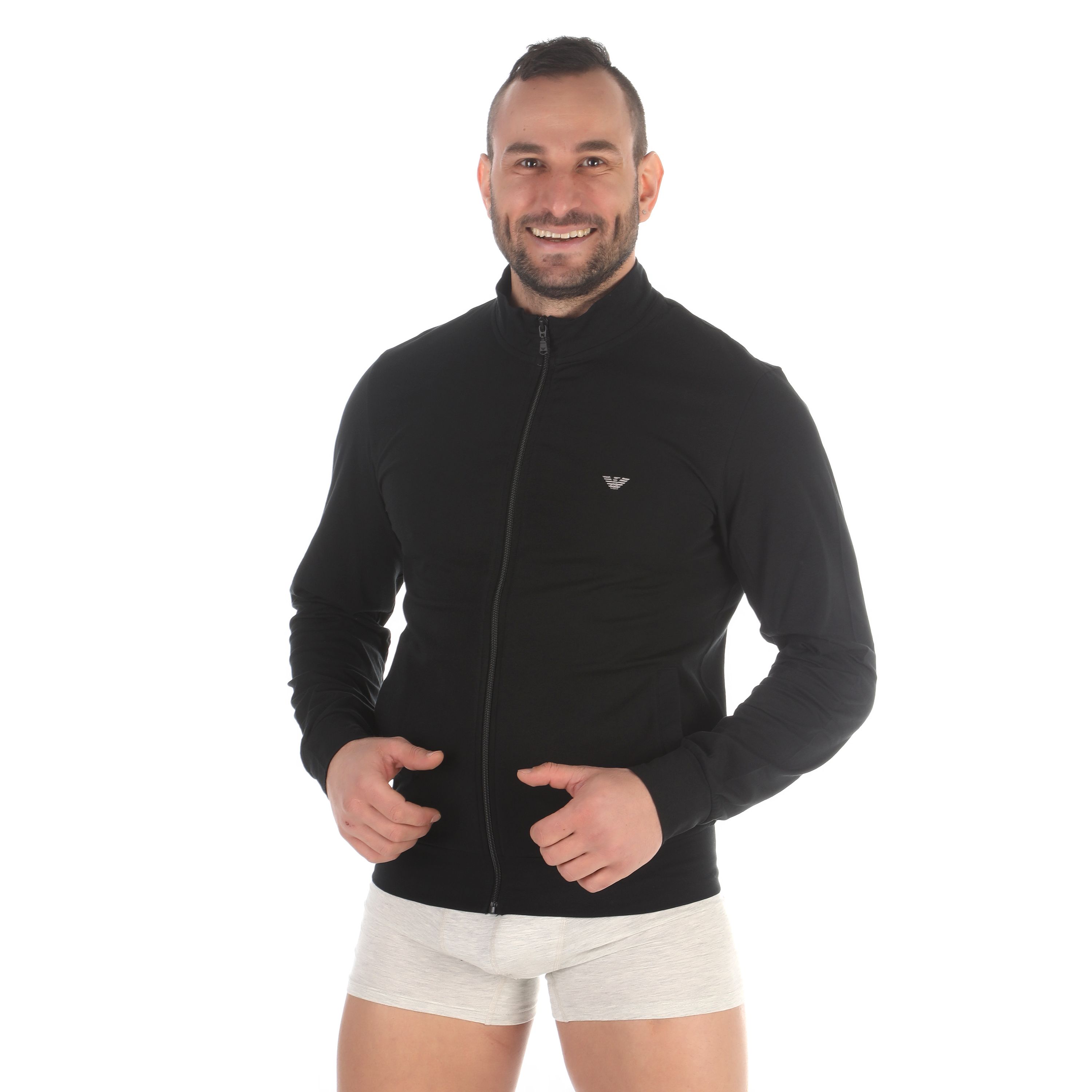 Мужской домашний костюм черный: толстовка на молнии и штаны Emporio Armani 111795_CC570 00020 фото 3