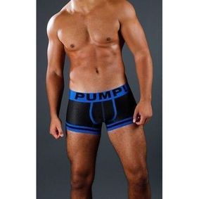 Фото Мужские трусы боксеры черные в сетку с синей окантовкой Pump Touchdown Boxer Black PM4-M214