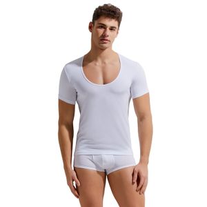 Фото Мужская футболка белая с глубоким U-вырезом GAUVINE 5002