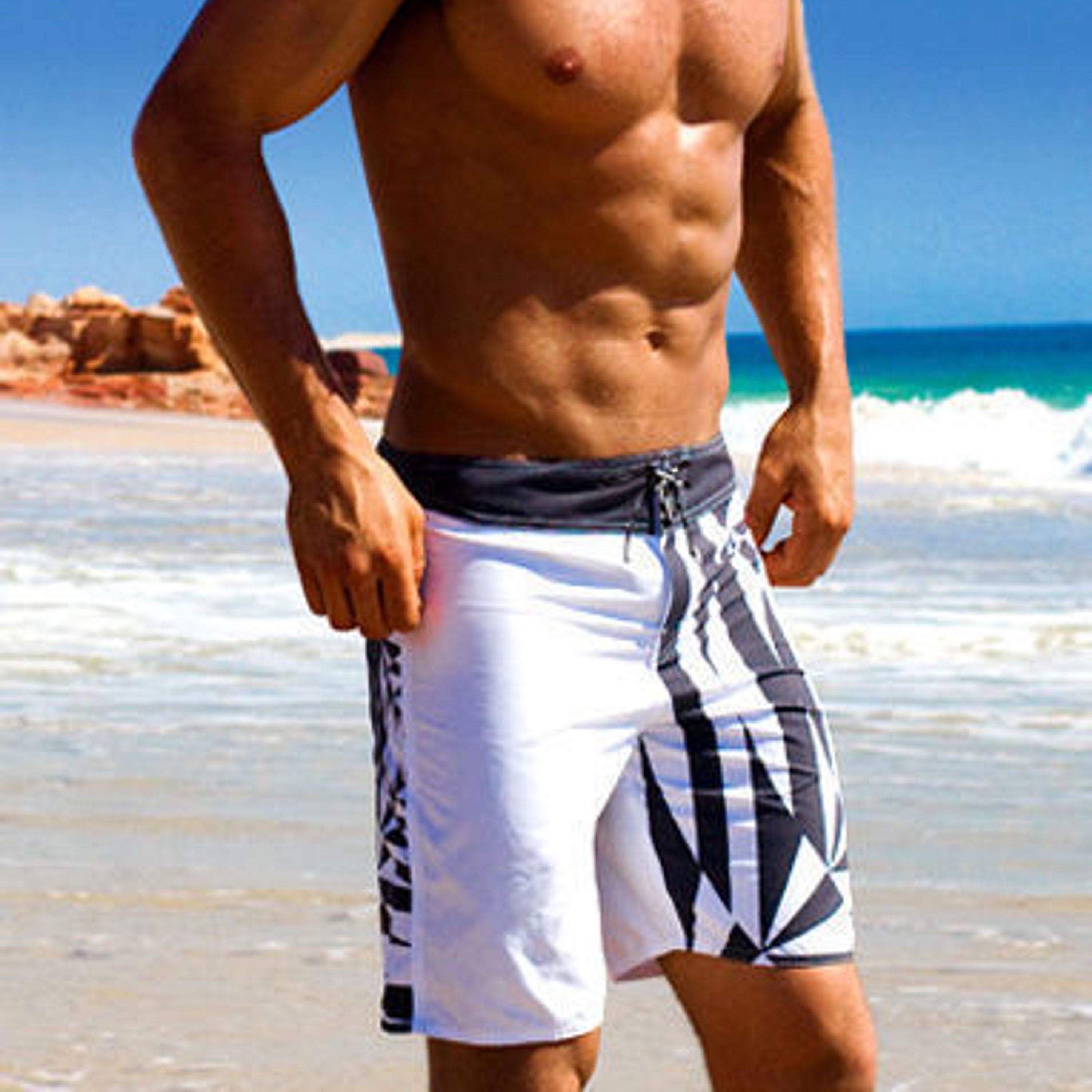 Мужские плавательные шорты белые Aussiebum Beach Shorts Vortex фото 2