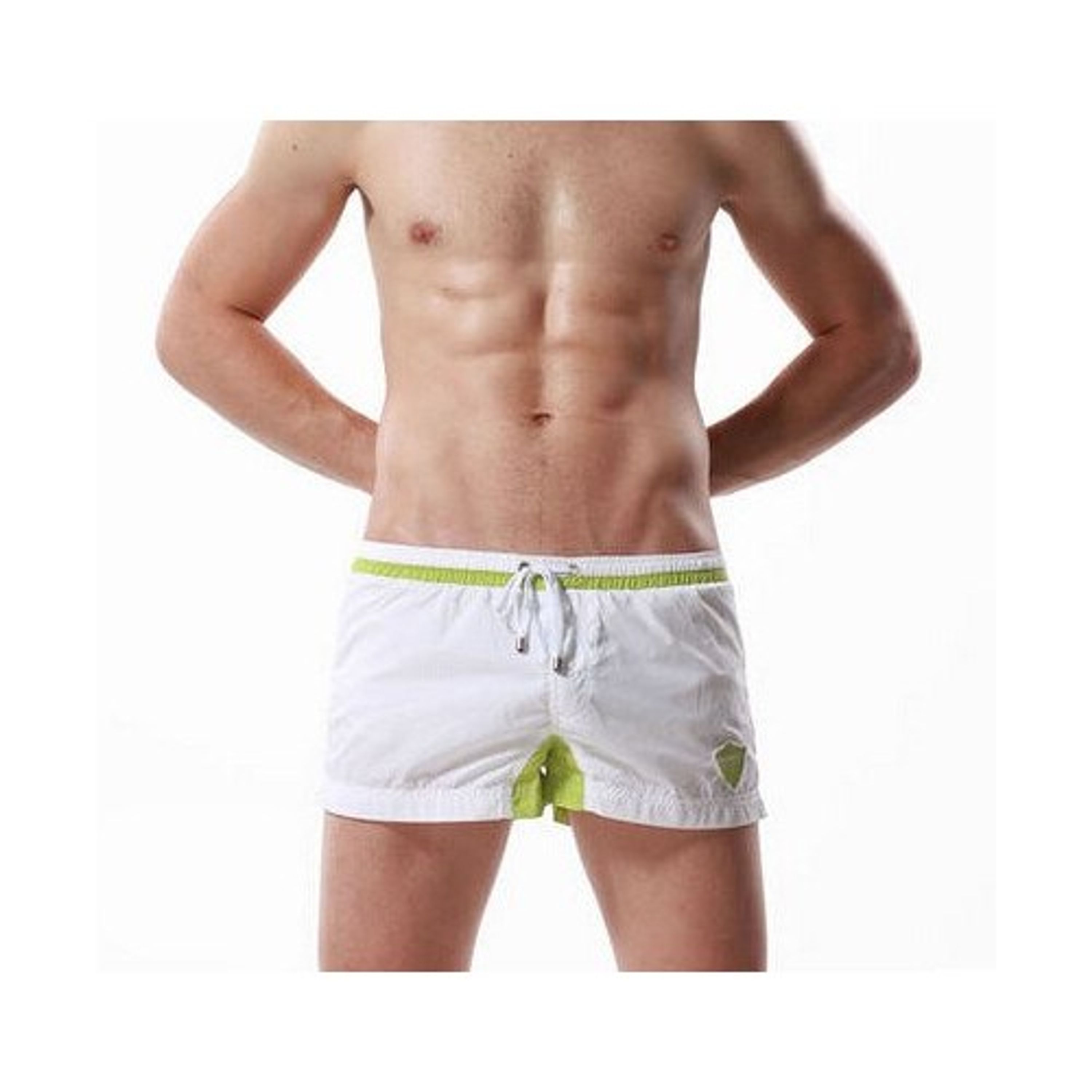 Шорты спортивные белые с салатовой вставкой SEOBEAN HEALTH  SHORTS WHITE GREEN 50603 фото 1
