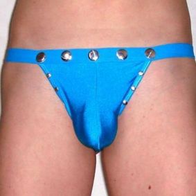 Фото Мужские трусы стринги голубые String Blue Button
