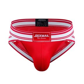 Фото Мужские трусы брифы красные с вырезами по бокам JOCKMAIL JM2024-8