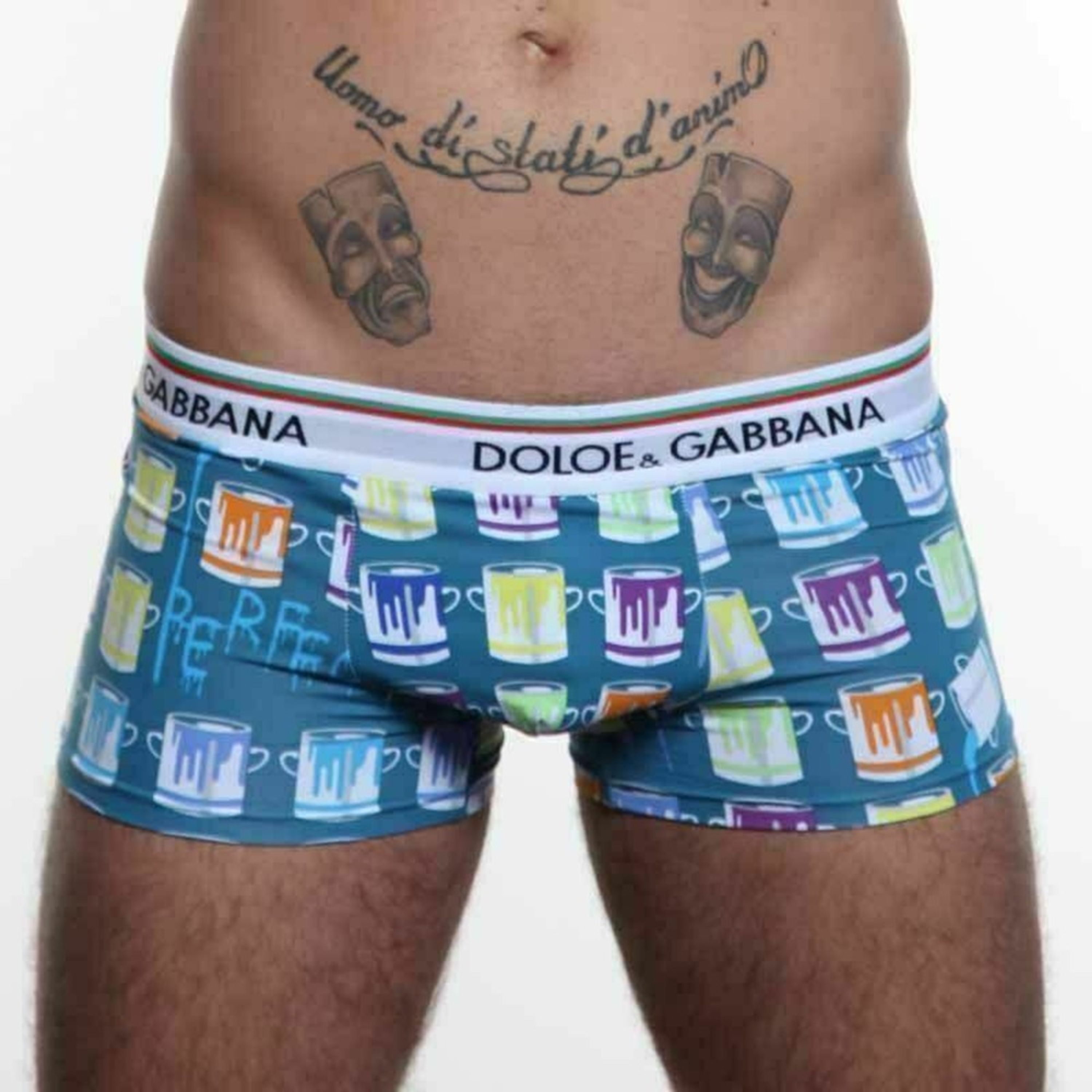 Мужские трусы боксеры голубые с рисунком "кружки" Doloe Gabbana Colorful Mugs Blue фото 2