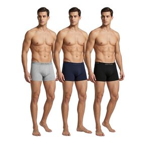 Фото Набор мужских трусов боксеров 3в1 (черные, темно-синие, серые) JOHN FRANK JF3BMODNASHRT01