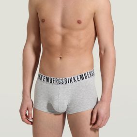 Фото Мужские трусы хипсы набор 3 в 1 серые с белой резинкой Bikkembergs BKK1UTR01TR0033