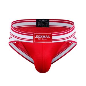 Фото Мужские трусы брифы красные с вырезами по бокам JOCKMAIL JM2024-8