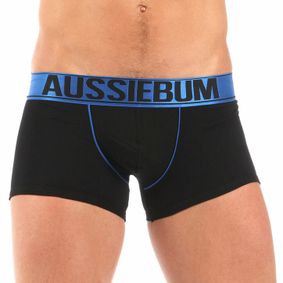 Фото Мужские трусы боксеры черные с синей резинкой Aussiebum