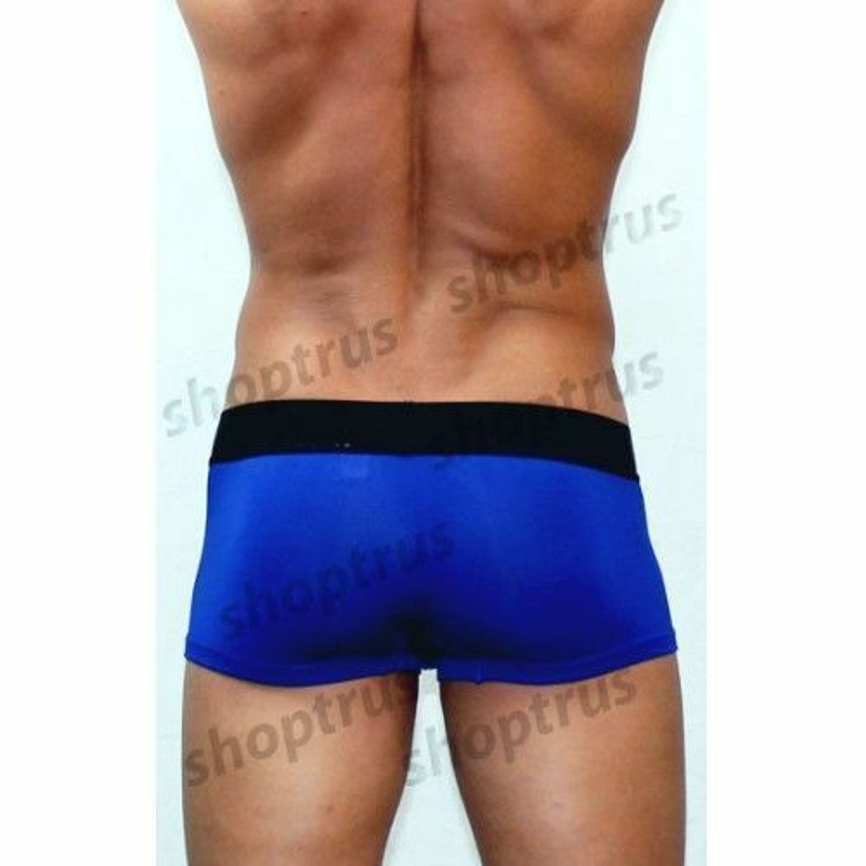 Мужские трусы боксеры синие с черной резинкой Calvin Klein Black Waistband modal фото 3