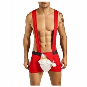 Фото Мужские трусы комбинезон Candyman Santa Outfit Color Red