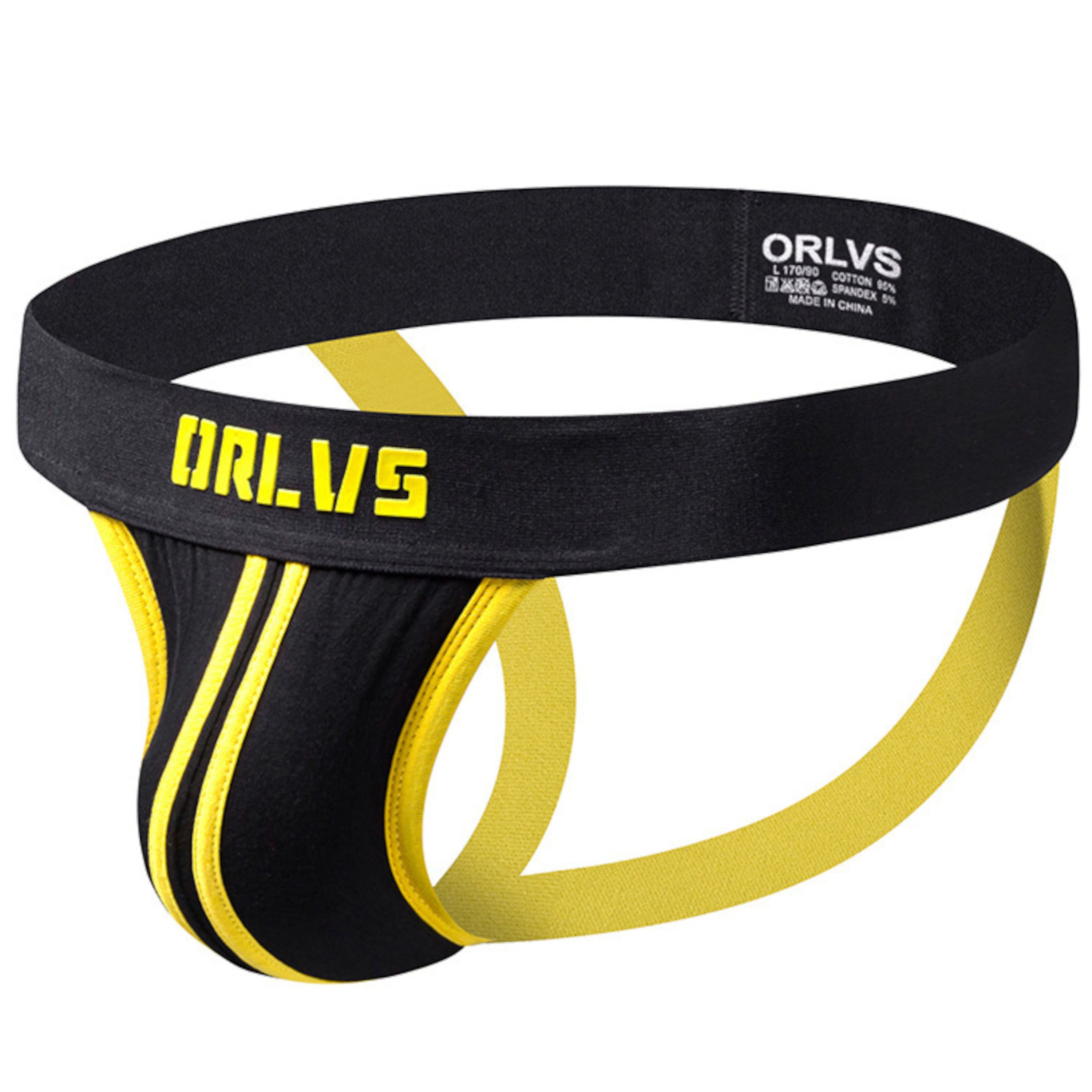 Мужские трусы джоки черные с желтой окантовкой  ORLVS OR166-13 фото 1