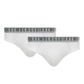 Фото Мужские трусы брифы белые набор 2 в 1 Bikkembergs SILVER BKK1USP11BI/2