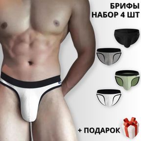 Фото Набор мужских трусов брифов 4в1+ПОДАРОК ROMEO ROSSI RR2081-01