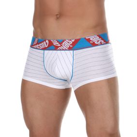 Фото Мужские трусы хипсы белые Aussiebum Comfort White Boxer красно-синяя резинка