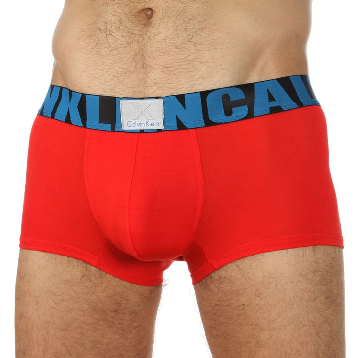 Мужские трусы боксеры красные модал с синими буквами Calvin Klein X Boxer 