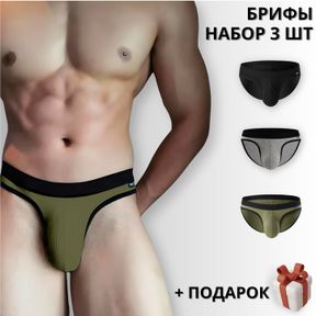 Фото Набор мужских трусов брифов 3в1+ПОДАРОК ROMEO ROSSI RR2081-03