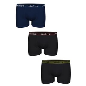 Фото Набор мужских трусов боксеров 3в1 (черные, темно-синие) JOHN FRANK JF3BPB04