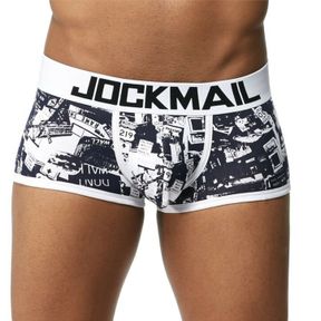 Фото Мужские трусы хипсы черные с белой резинкой JOCKMAIL JM6039-2
