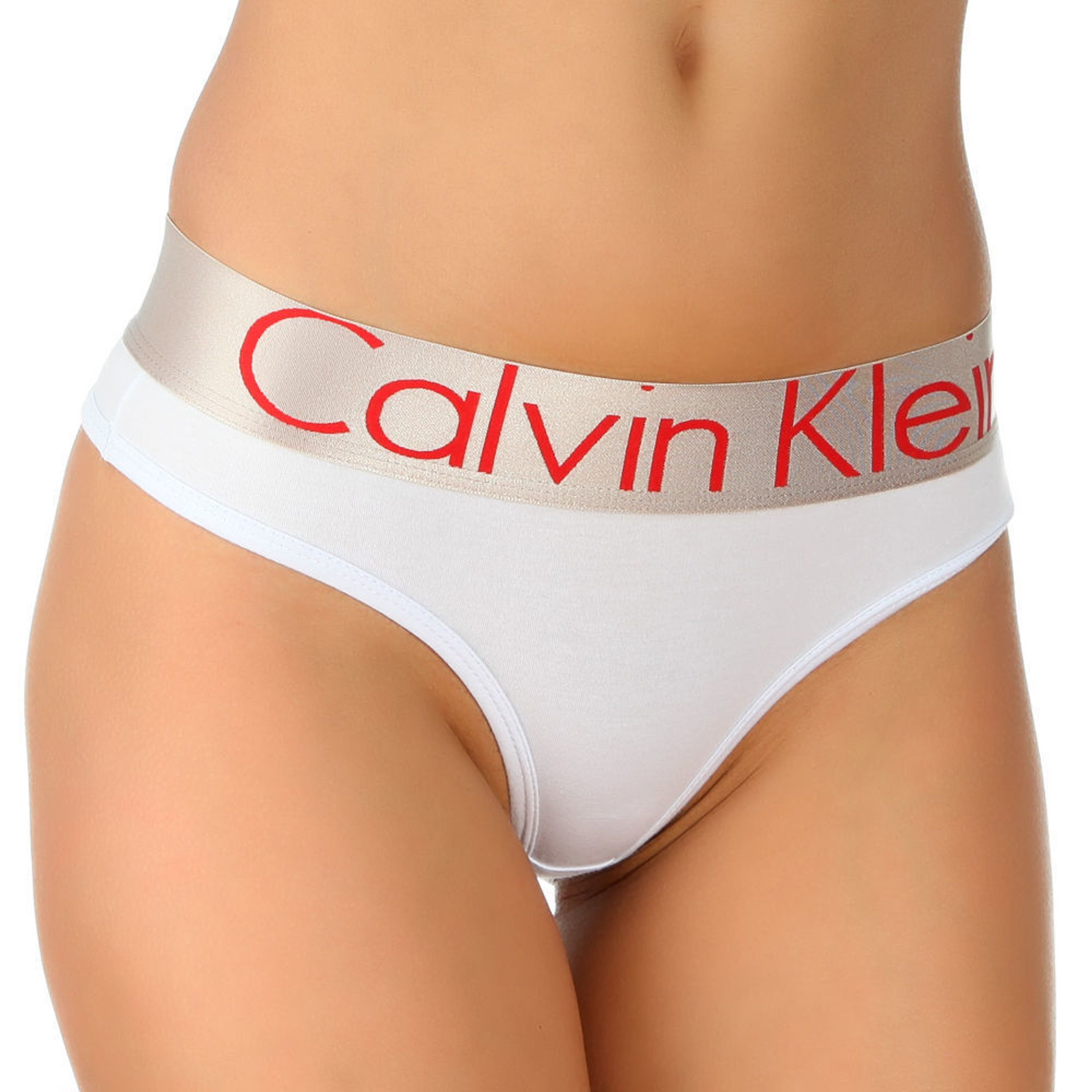 Женские трусы стринги белые с розовыми буквами резинкой Calvin Klein Women String White Pink Letters фото 1