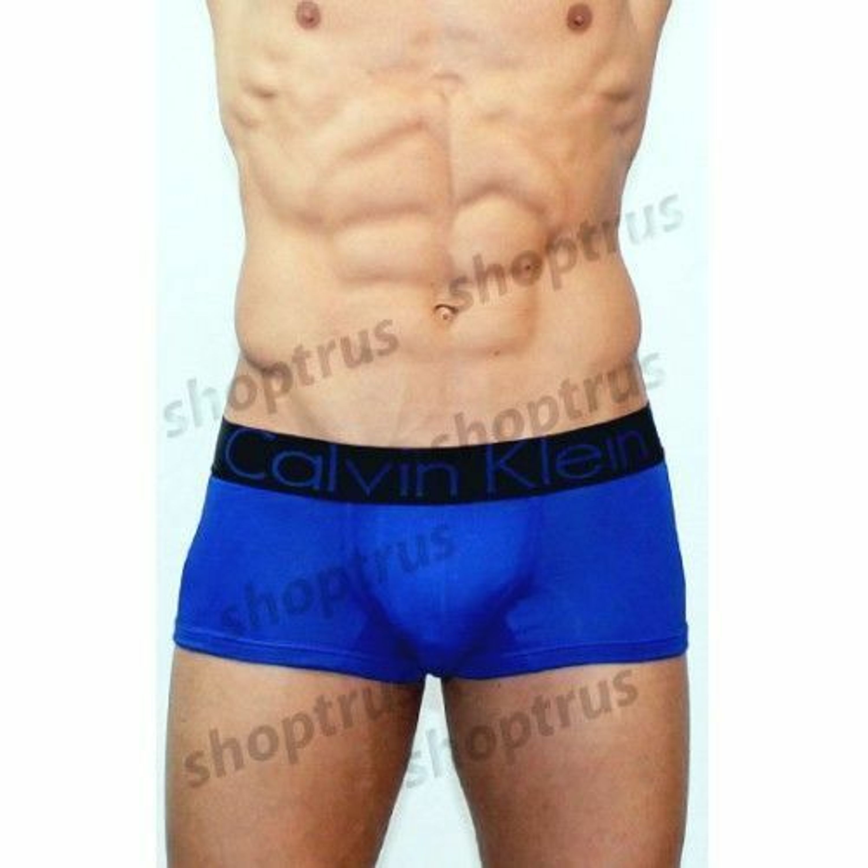Мужские трусы боксеры синие с черной резинкой Calvin Klein Black Waistband modal фото 1