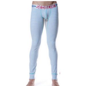 Фото Мужские кальсоны голубые Seobean Long Johns Blue Check