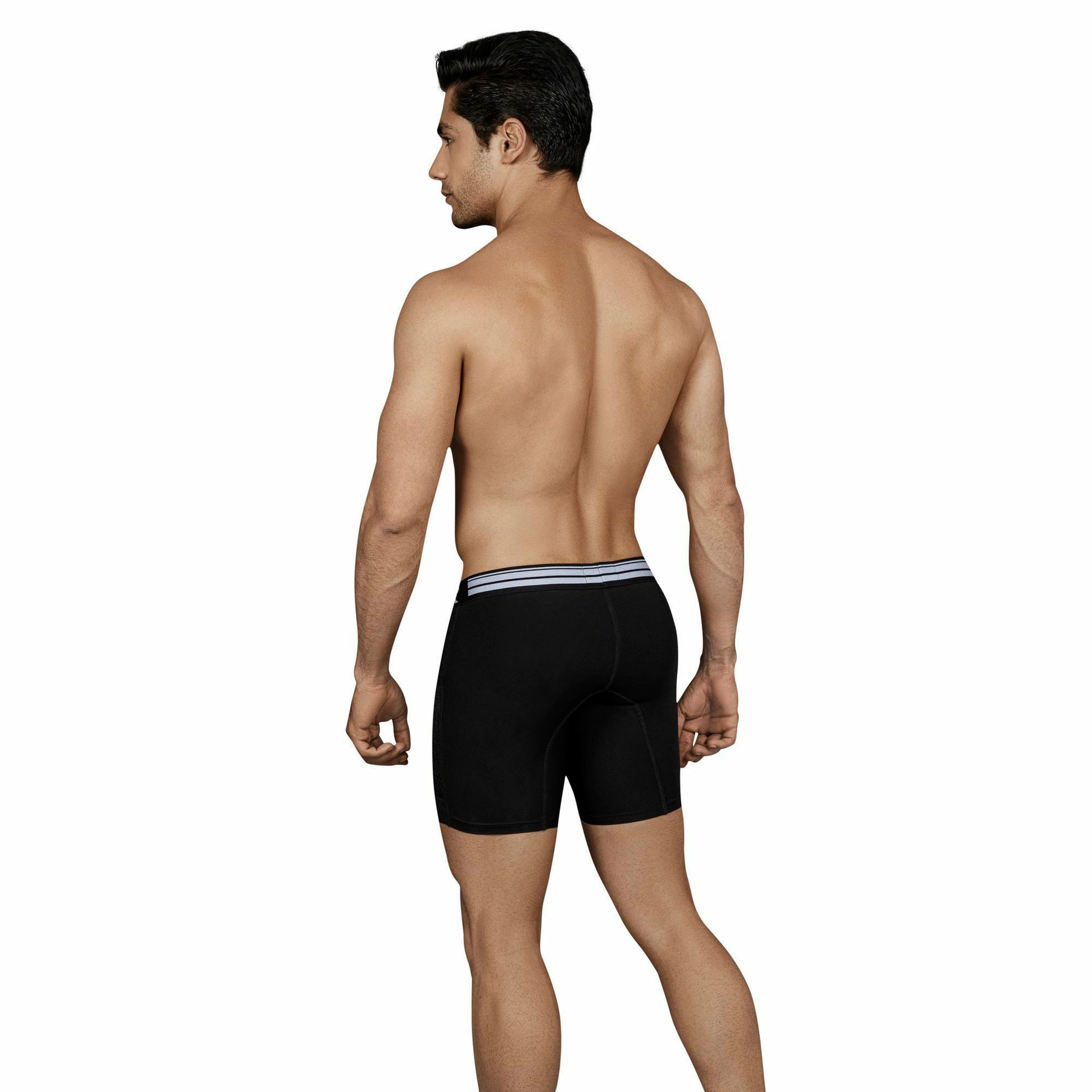 Мужские трусы боксеры черные Clever Moda CONNECTION LONG BOXER 015311 фото 2