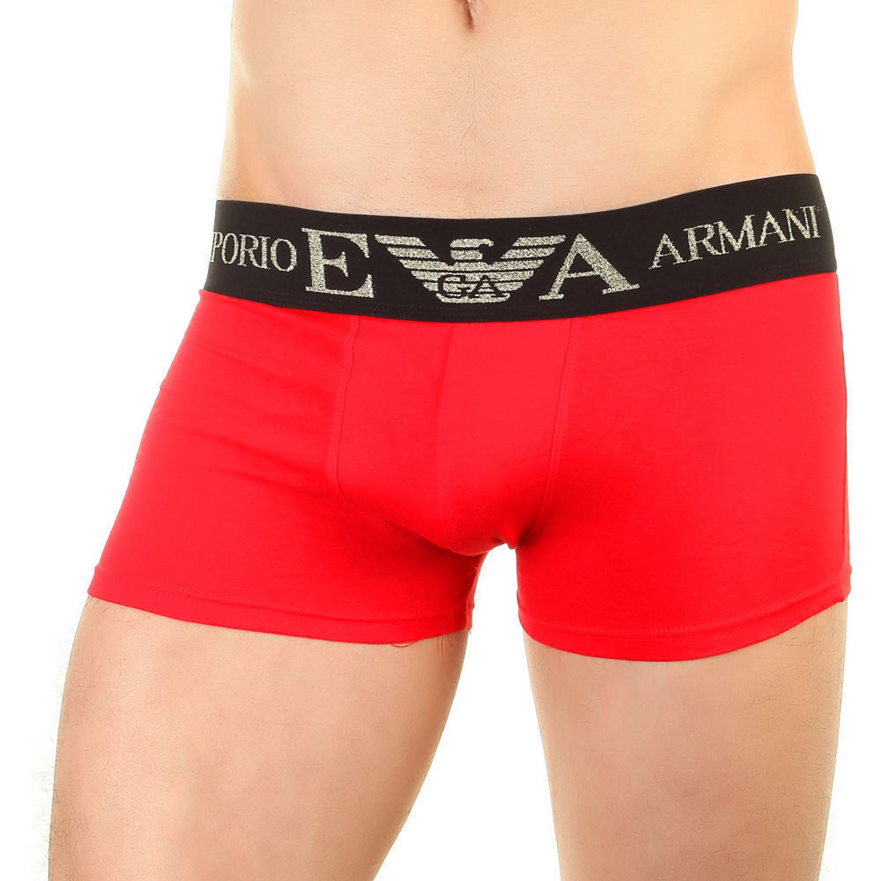 Мужские трусы боксеры красные с черной резинкой Emporio Armani 29538  фото 1
