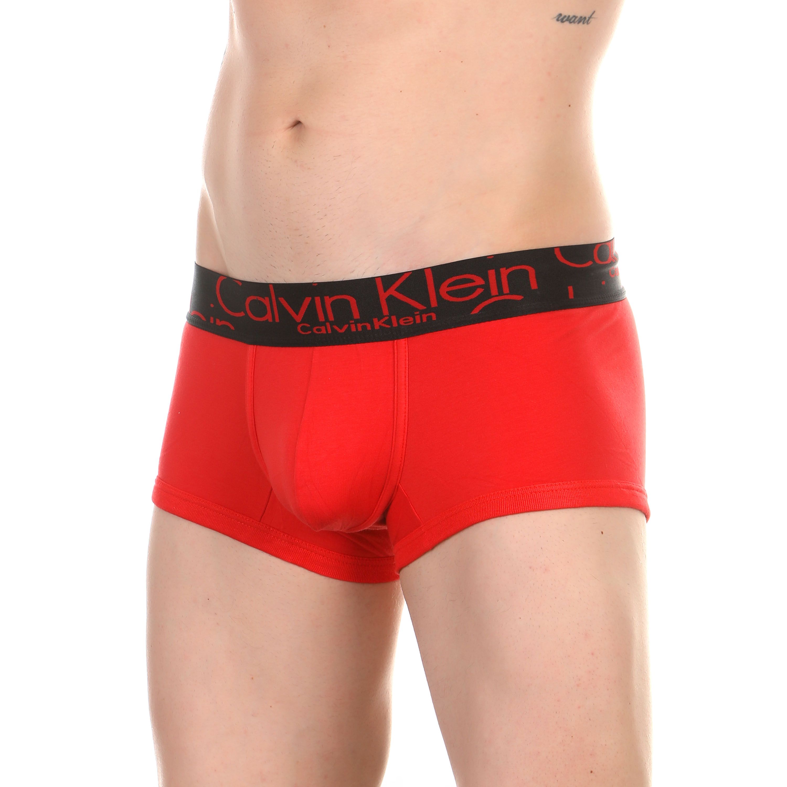 Мужские трусы боксеры красные с черной резинкой Calvin Klein Black Waistband Boxers фото 1