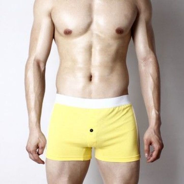  Мужские трусы-шорты с пуговицей Superbody Home Pants Yellow Button 