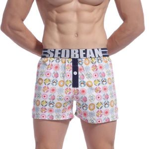 Фото Мужские шорты белые с рисунком Seobean Mens Sport Lounge Shorts