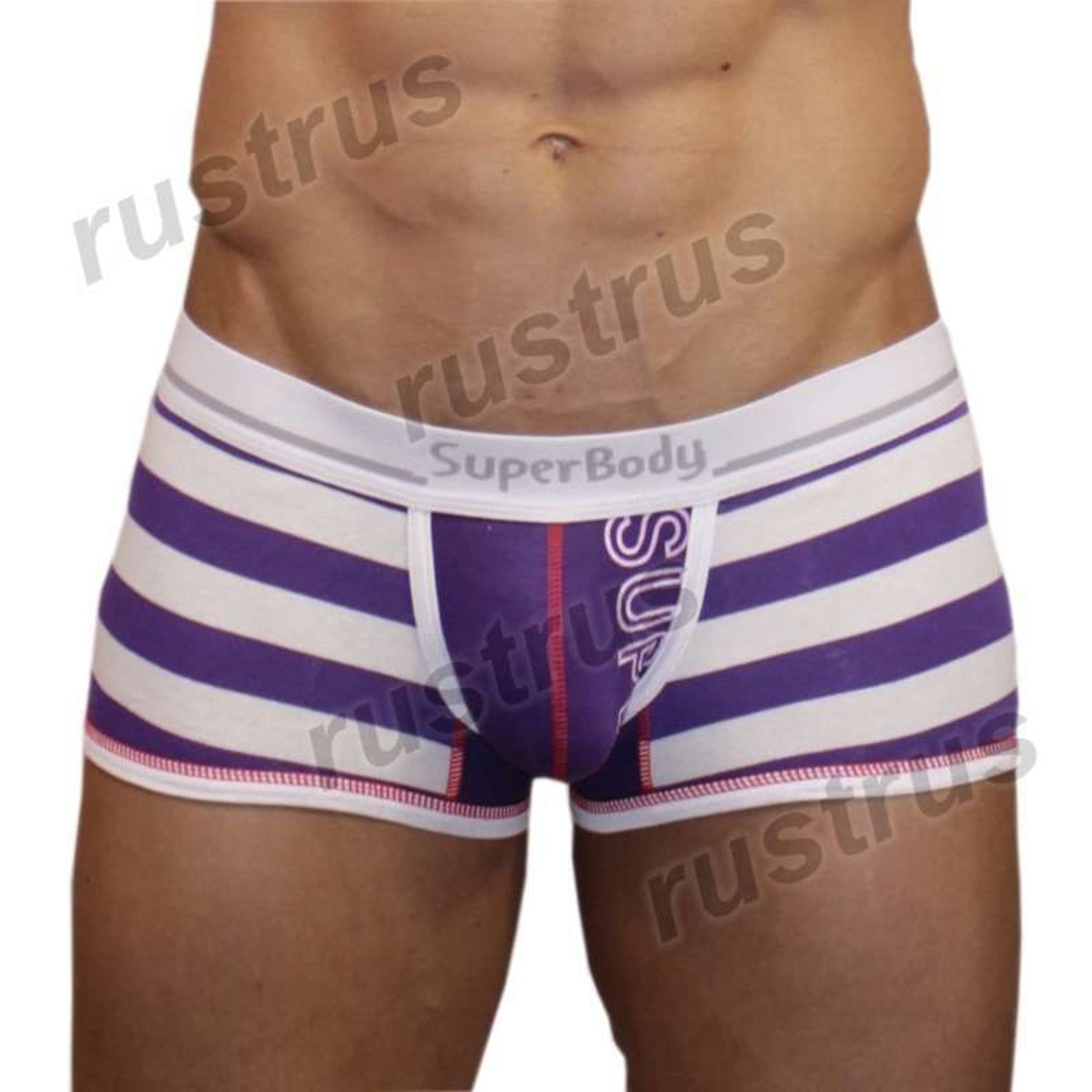 Мужские трусы хипсы белые с фиолетовыми полосками Superbody фото 1