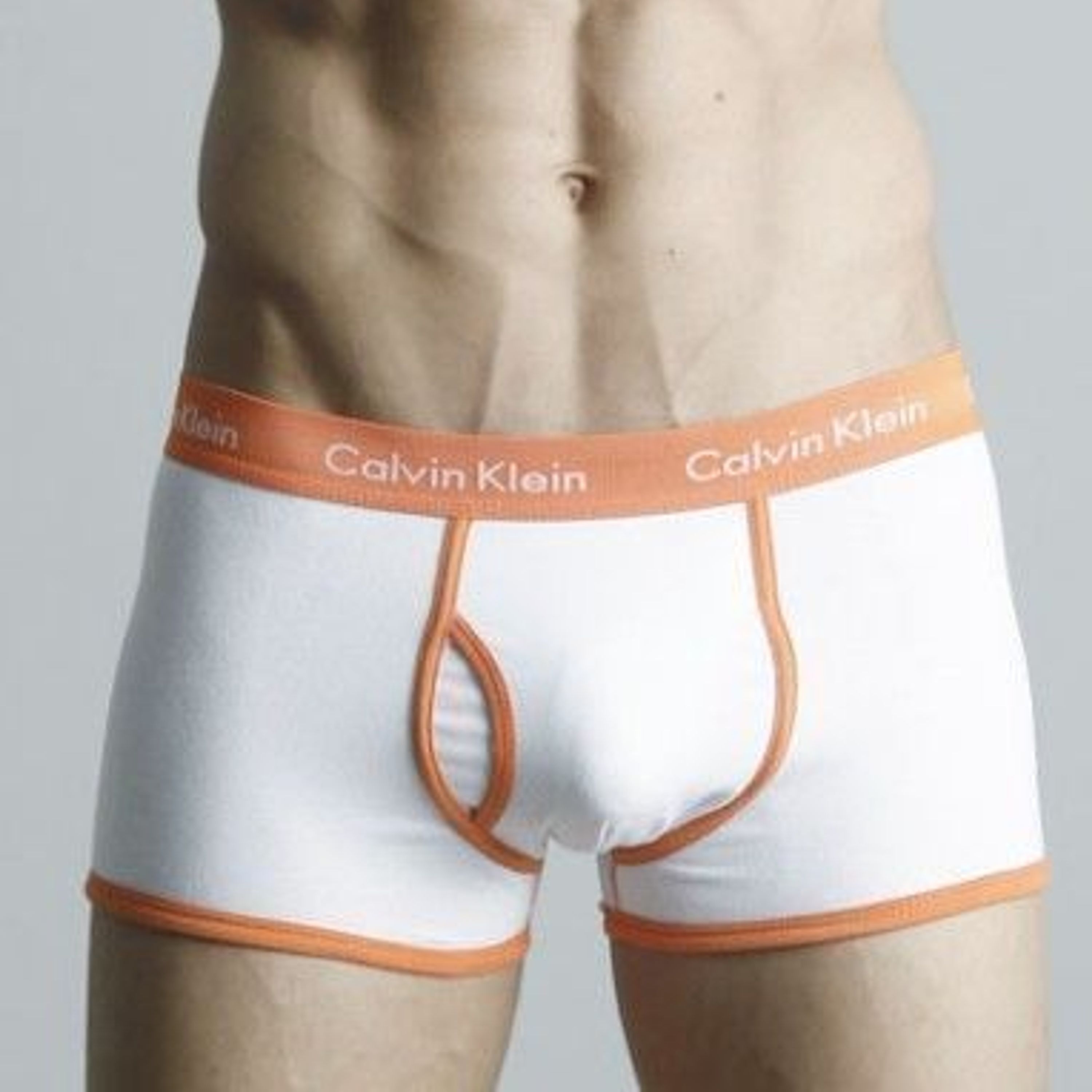  Мужские трусы боксеры белые с оранжевой резинкой Calvin Klein 365 White Orange фото 1