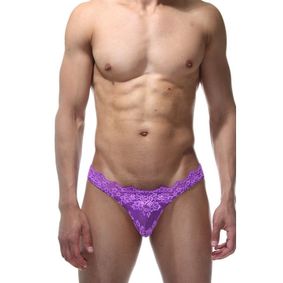 Фото Мужские трусы тонги фиолетовые кружевные LaBlinque LB15411