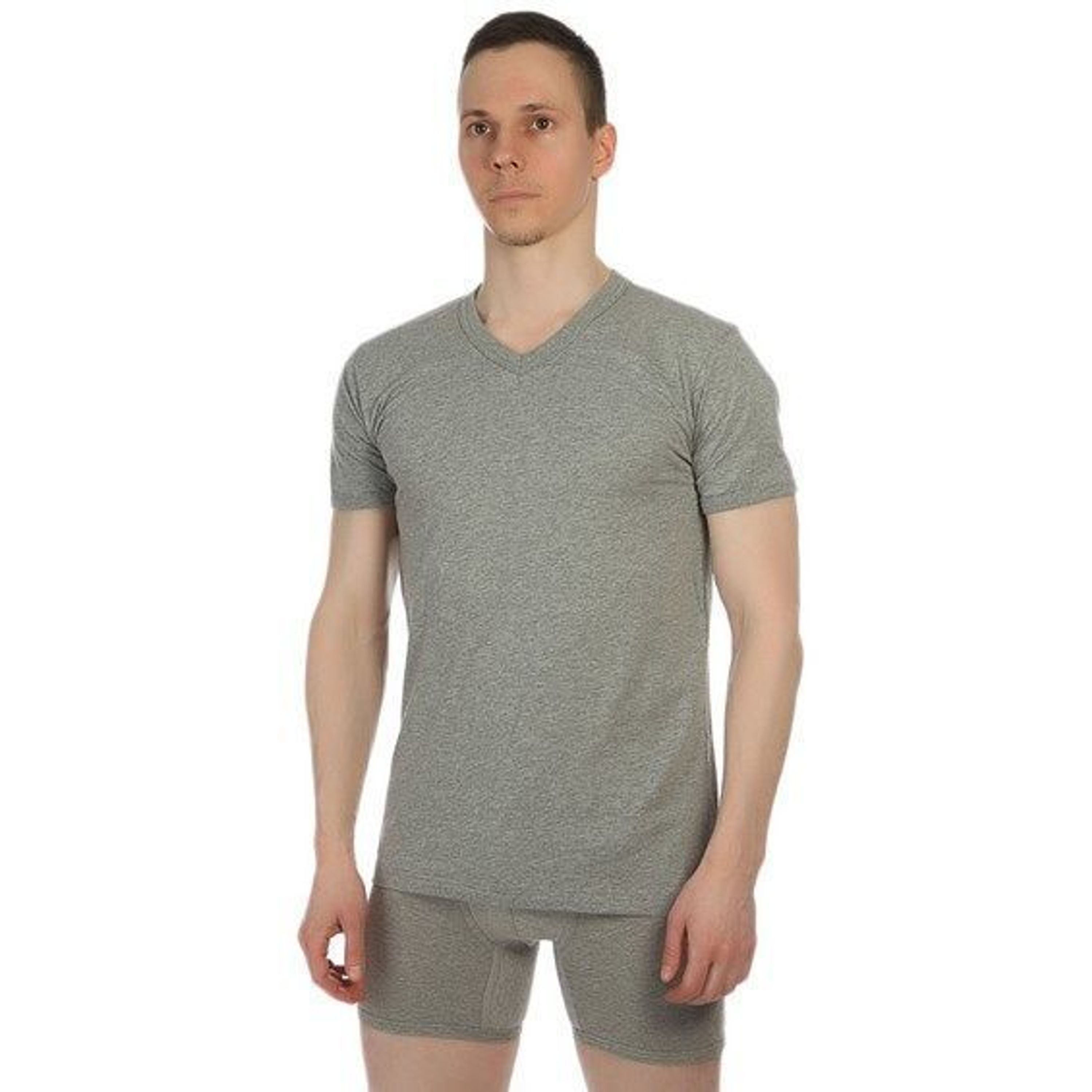 Футболка мужская с V- вырезом серая QianBA  grey  фото 1