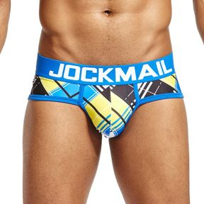 Фото Мужские трусы брифы синие с принтом JOCKMAIL JM2057-9