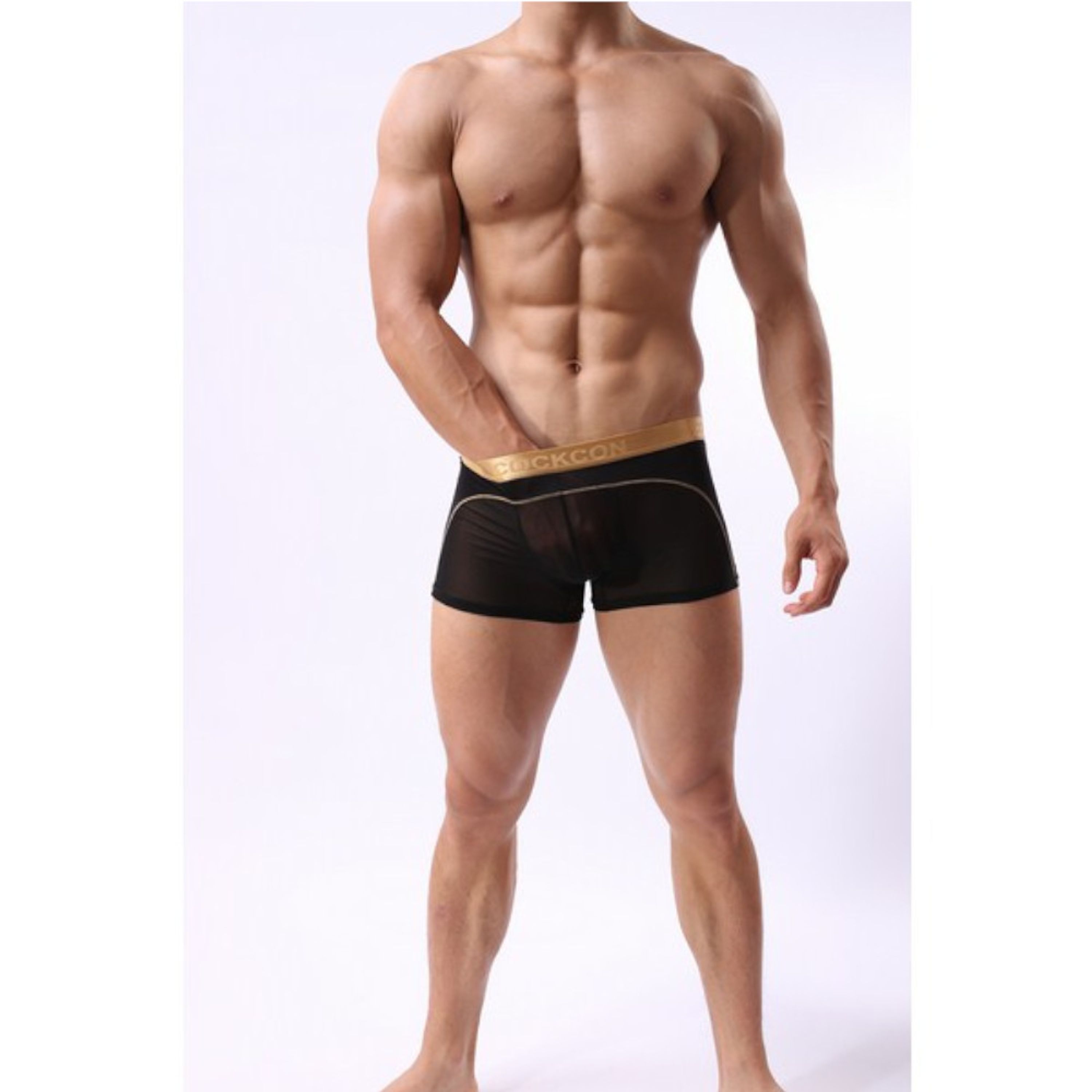 Мужские трусы боксеры с золотым поясом Cockon Boxer Black 828 фото 3