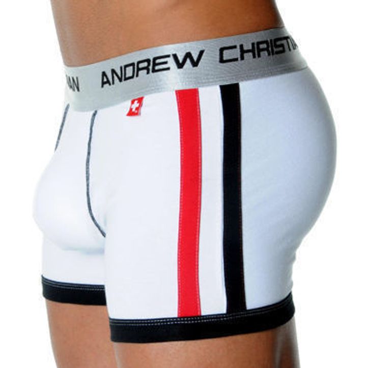  Мужские трусы боксеры с пуш-ап Andrew Christian Shock Jock Racer White Boxer AC52 фото 3