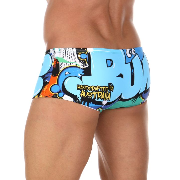 Мужские плавки разноцветные с голубым граффити Aussiebum YOO Swimwear фото 2