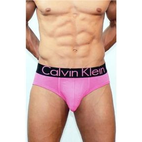 Фото Мужские трусы брифы розовые с черной резинкой Модал Calvin Klein Black Waistband CK02209