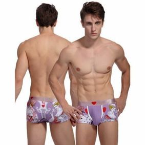 Фото Мужские трусы хипсы фиолетовые с принтом "Дама Червей" Superbody Cards Hearts Lilac Boxer