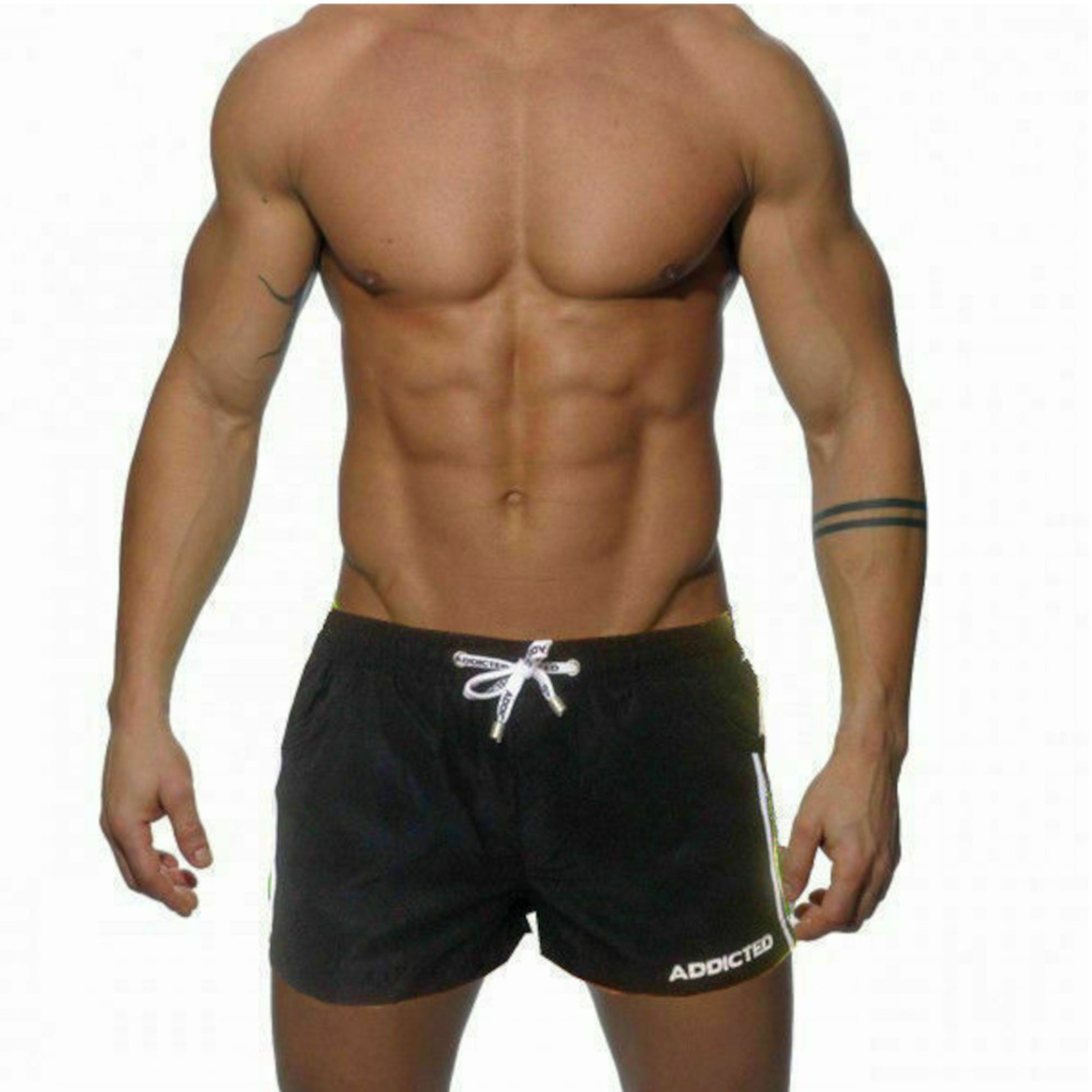 Мужские пляжные шорты черные с белыми вставками по бокам Addicted Racing Stripe Swim Shorts Black фото 1