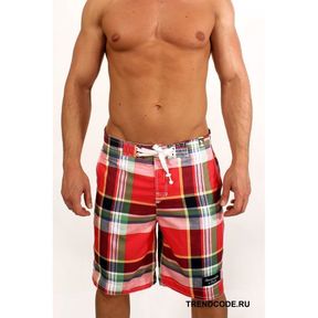 Фото Мужские шорты пляжные клетчатые красные ABERCROMBIE&FITCH 52830