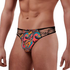 Фото Мужские трусы тонги разноцветные с кружевными вставками Doreanse 1032
