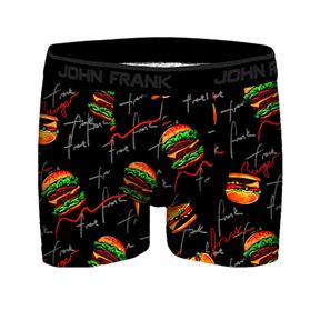 Фото Мужские трусы боксеры черные с принтом JOHN FRANK JFBD361-FRANK BURGER