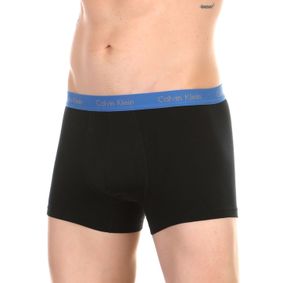 Фото Мужские трусы боксеры черные с синей резинкой Calvin Klein