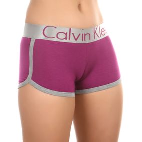 Фото Женские трусы-шорты баклажановые с серебристой резинкой Calvin Klein Women Violet Steel Waistband