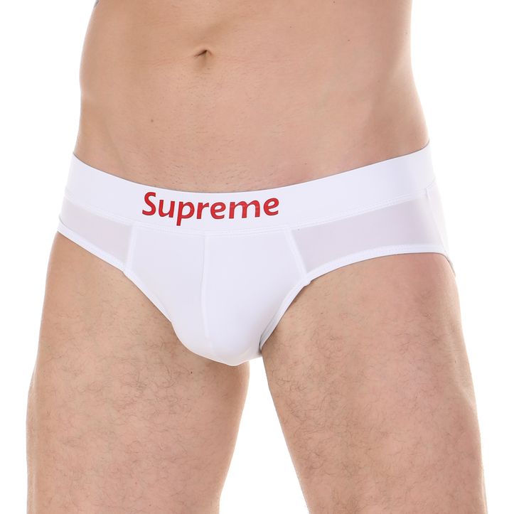 Мужские трусы брифы белые Supreme 